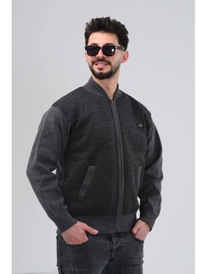 Hedefnur Tekstil Erkek Baba ve Orta Yaş Triko Örgü Içi Astarlı Akrilik Fermuarlı Kışlık Baba Hırka