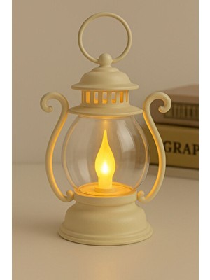 Ecuy Dekoratif Masaüstü Alev Efektli LED Mum Düğün Organizasyon Dekor Fener Şekilli LED Mum Lamba