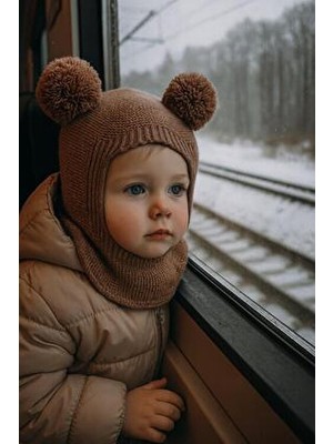 Kız-Erkek Çocuk Ponponlu Dikişsiz Lüx Triko Balaklava Bere Kar Maskesi