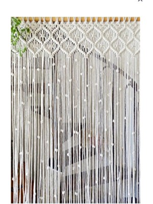 Cesse Home Makrome Perde Geometrik Desenli Pamuk Polyester Modern Stil 100x200 Boyutunda