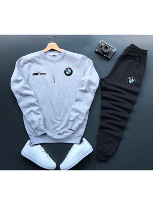 Yeni Sezon 2 Iplik Şardonlu Spor Baskılı Sweat-Pamuklu Eşofman Altı 2'li Takım