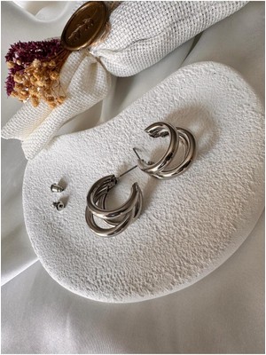 H&S Aksesuar Üçlü Görünüm Boru Model Büyük Halka Küpe