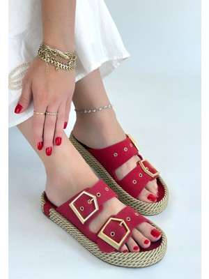 Shoegar Ices Kırmızı Nubuk Terlik