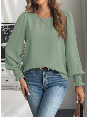 Mç Plus Kadın Uzun Kollu Yuvarlak Yaka Aerobin Bluz