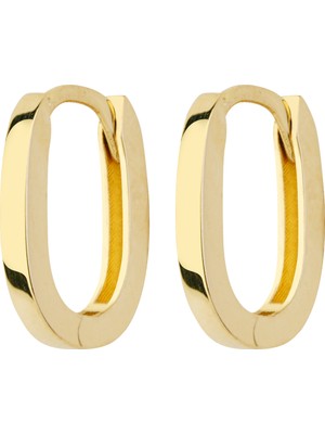 Sade Oval Halka Altın Küpe 14 Ayar