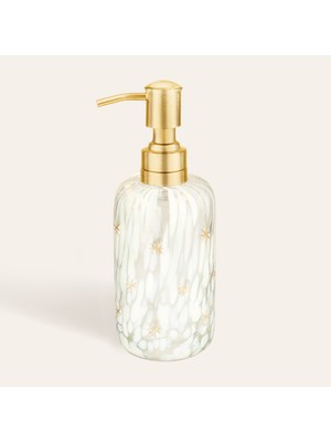 Zsa Zsa Zsu Aravalı Cam Sıvı Sabunluk 7x7x20 Cm Beyaz - Altın