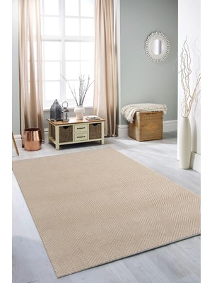 Esperya Home Rölyef Halı Yolluk Vizon | Kaymaz Taban | Makinada Yıkanabilir | Salon, Mutfak & Koridor