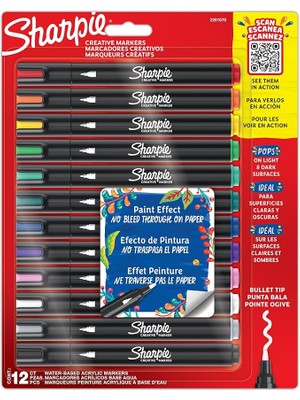 CetKing Creative Marker Akrilik Boya Kalemleri | Yuvarlak Uçlu Su Bazlı Boya Kalemi | Mürekkep Kağıda Geçirmez ve Çoğu Yüzey Üzerine Yazar | 12 Adet