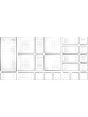 CetKing Home 23'lü Çekmece Içi Çok Amaçlı Organizer -Kozmetik Takı Makyaj Organizeri Dolap Içi Düzenleyici Şeffaf