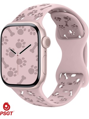 PSGT Silikon Kayış Apple Watch SERI10/11(42)MM9/8/7/6/5- 38-40-41 mm Nefes Alabilir Içi Boş Kemik Pati 38