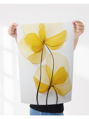 Rosa Art Çerçevesiz Poster | Soyut, Minimalist Sarı Çiçek Posteri |yüksek Çözünürlüklü |dijital Baskı Poster