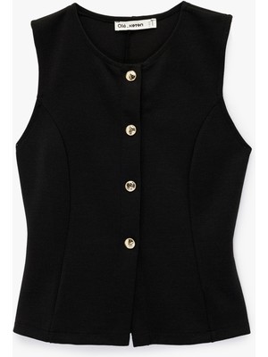 Koton Slim Fit Kolsuz Bisiklet Yaka Düğme Detaylı Hırka