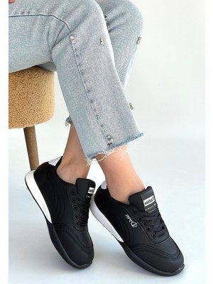 Shoegar Tawen Siyah Cilt Bağcıklı Spor Ayakkabı