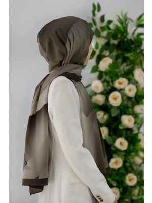 Vissona Lüks Medine Ipeği Tonsürton Desenli Taş Renkli 75X195 Kırışmaz Şal Moss Krep Dikiş Tipi  Italyan Dikişli