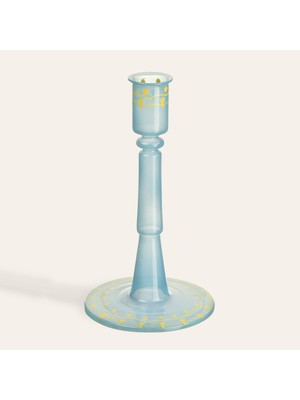 Zsa Zsa Zsu Aravalı El Boyaması Şamdan 9x9x18 Cm Mavi