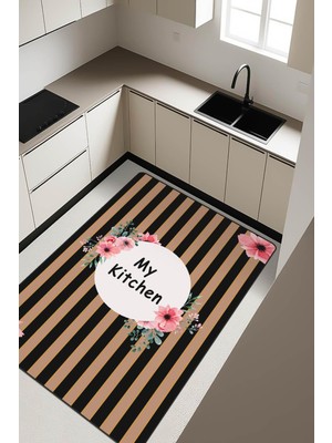 NEWORA My Kitchen Desenli Dijital Baskı Kaymaz Taban Mutfak Halısı H0045