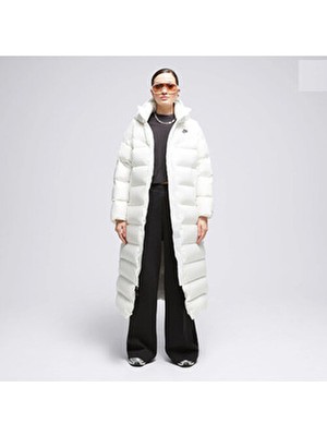 Nike Sportswear Therma-Fıt Kadın Parkası Düz Desenli Oversize Beyaz Kapüşonlu Tasarım