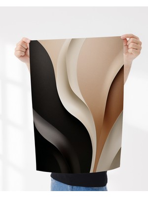 Rosa Art Çerçevesiz Poster | Modern Minimalist Soyut, Siyah ve Toprak Tonları Geçişli Poster| Dijital Baskı Poster