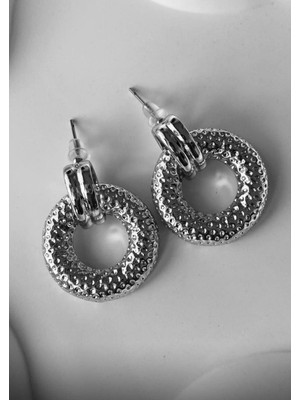 H&S Aksesuar Desenli Halka Küpe Gold