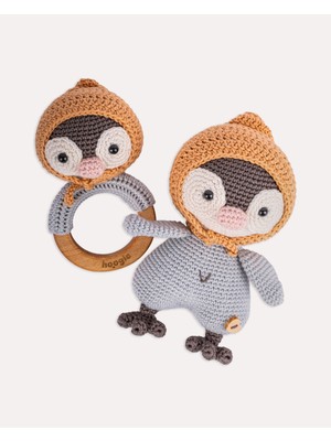 Hoogie Poco Penguin Penguen Amigurimi Oyuncak & Çıngırak 2'li Set