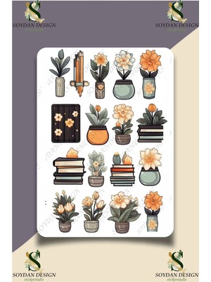 One Little Happiness Flowers Cute Office Temalı Sticker Seti  Etiket Laptop Notebook Tablet Telefon