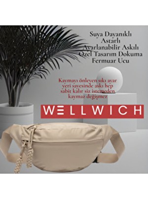 Wellwich Bej Çapraz Çanta Bel Çantası Spor Çantası Ultra Hafif Oxford Kumaş Suya Dayanıklı