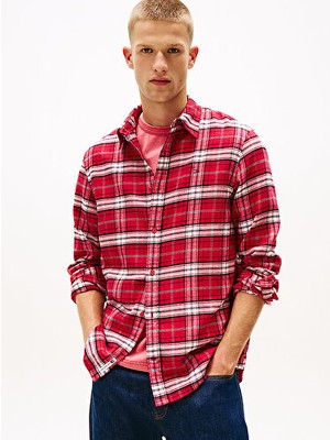 Tommy Hilfiger Erkek Kırmızı L/s Gömlek