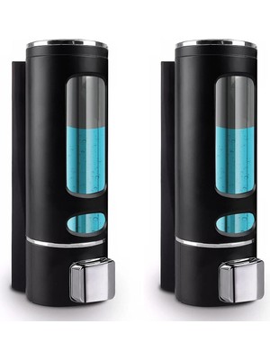 Vadi 2 Adet Siyah 400 ml Duvara Monte Manuel Sabunluk Banyo , Mutfak El Sıvı Şampuan Duş Jeli H-52