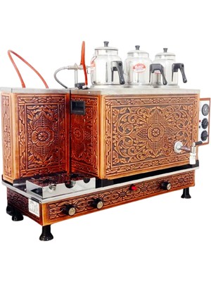 Osmanlı Çay Kazanları osmanlı 3 Demlikli Bakır Çay Kazanı (Lpg Elk) 35 Lt