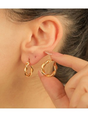 Kuyumcu Nurettin 2 gr (Gram) Ikili Burma Halka Küpe 22 Ayar Altın 20 mm