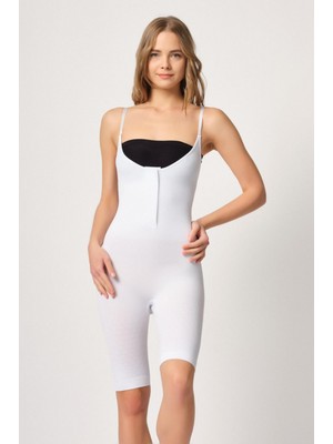 Marsilyan Beyaz Mı Emay 2093 Ön Agraflı Göğsü Açık Paçalı Boy Korse