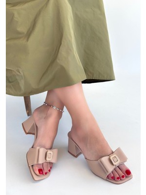 Shoegar Veor Nude Cilt Topuklu Terlik