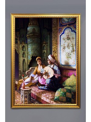 Dolce Mariee Ud Öğrenen Hanım Sultan Dijital Baskılı Kadife Kumaş Çerçeveli Tablo TBL0054