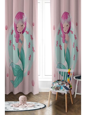 Dolce Mariee Parlak Saten Mikro Kumaş Çift Kanat Çocuk Odası Fon Perde Takımı PRD0042