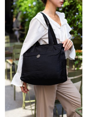 Sanmorris Kadın Büyük Boy 4 Bölmeli Suya Dayanıklı Paraşüt Kumaş Çapraz ve Omuz Askılı Çanta 7004