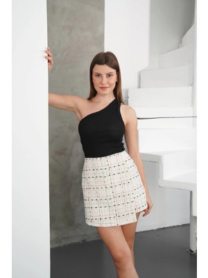 Virtustore Iki Düğmeli Şort Etek Beyaz H26414