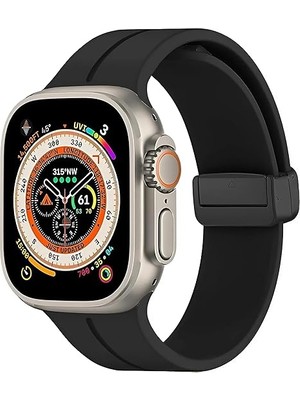 URUCHI Uruchı Apple Watch Manyetik Silikon Kordon 42/44/45/49/l Kadın Erkek Spor Kordon Iwatch Apple Watch Serisi 8 7 6 5 4 3 2 1 Se Ultra ile Uyumlu, Siyah