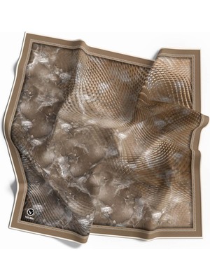 Violla Twill Batik Desenli Bej Renkli 90X90 Eşarp (Ipek Içermez) Kenar Dikiş Şekli El Dikişli
