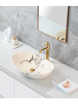 Harmeh Mermer Krem Çanak Lavabo Süper Hijyenik