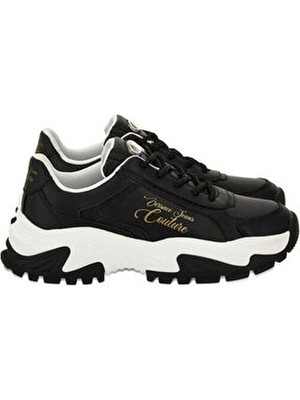 Versace Unısex Kaydırmaz Yüksek Taban Logo Detaylı Siyah Sneaker 79VA3SV6ZPB29-899