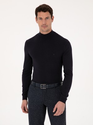 Cacharel Lacivert Slim Fit Pamuk Karışımlı Yarım Balıkçı Yaka Basic Triko Kazak 50318619 VR033