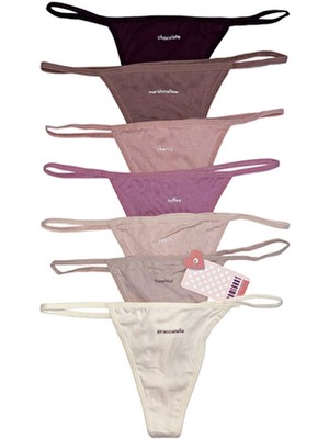 Dominant Kadın Soft Renkli Pamuklu String Tanga 7'li Paket Örme Kumaş İle Rahat Tasarım