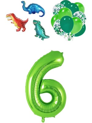 CetKing Gitti Dinazor Set; Rakam Folyo, 3 Adet Mini Dinazor ve 10 Lu Balon (6)