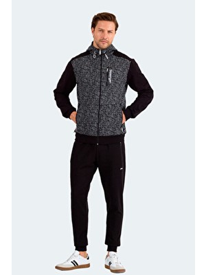 Slazenger FALOR IN Erkek Kapüşonlu Fermuarlı Siyah Eşofman Takımı