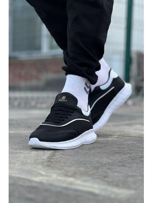 Virtustore Siyah Beyaz Triko Erkek Spor Ayakkabı