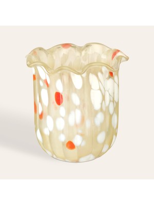 Zsa Zsa Zsu Aravalı Cam Vazo 12x12x11 Cm Turuncu - Beyaz