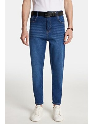 Tudors Erkek Regular Fit Bol Kesim Esnek Mavi Denim Kot Pantolon Pamuk - Elastan Kumaş ile Günlük Kullanım