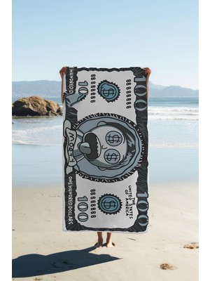 Dolce Mariee Dijital Baskı Plaj Deniz Havlusu Morty Figürlü Dolar Peştamal HVL0105