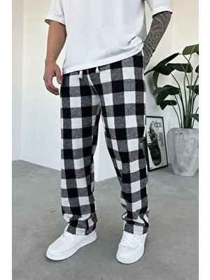 Siyah Beyaz Kareli Unisex Relaxed Pijama