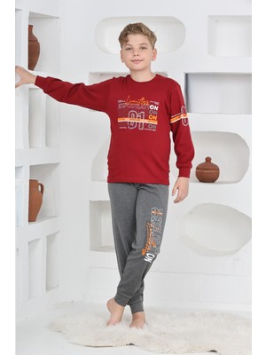 Modanino Erkek Çocuk Baskılı %100 Pamuk Interlok Kumaş Pijama Takımı 12446
